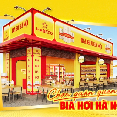 Hỗ trợ bảng hiệu nhận diện thương hiệu Bia hơi Hà Nội